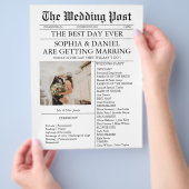 Trouwprogramma-tijdlijn-waaier in krantenstijl flyer (Hand)