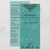 Trouwprogramma - Turquoise kroonluchter Bloemen Programmakaart (Voorkant / Achterkant)