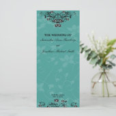 Trouwprogramma - Turquoise kroonluchter Bloemen Programmakaart (Staand voorkant)