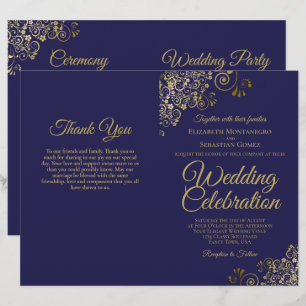 Trouwprogramma & Uitnodiging Combo Navy & Goud DIY