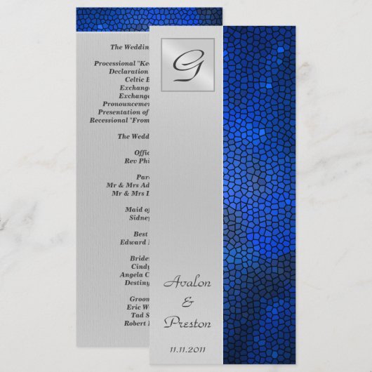 Trouwprogramma Uitnodiging met Saffier Gebrandschi (Voorkant / Achterkant)