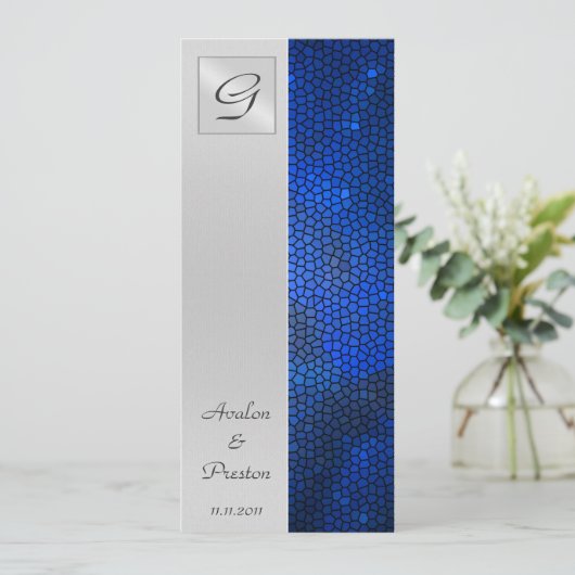 Trouwprogramma Uitnodiging met Saffier Glas in Loo (Staand voorkant)