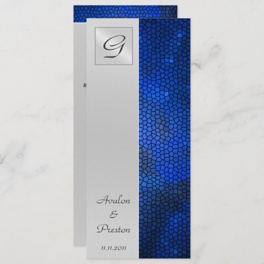 Trouwprogramma-uitnodiging met saffierkleurig glas programmakaart (Voorkant / Achterkant)