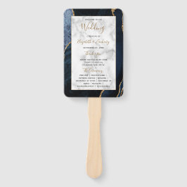 Trouwprogramma van marmer met Navy Blue en Goud Ag Handwaaier