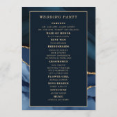 Trouwprogramma van Navy Blue Marmer Bruidsfeest Programmakaart (Achterkant)