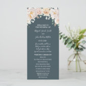Trouwprogramma Vintage Bloemen Navyblauw Programmakaart (Staand voorkant)