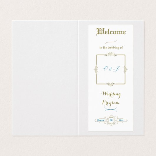 Trouwprogramma 'Vintage Elegance' Kaart (Buitenkant ongevouwen)