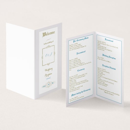 Trouwprogramma 'Vintage Elegance' Kaart (Binnen en buitenkant)