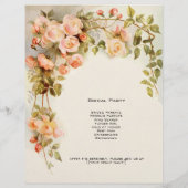 Trouwprogramma vintage, roze roos bloemen bloemstu (Achterkant)