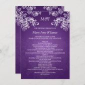 Trouwprogramma Vintage Swirls 2 Paars Kaart (Voorkant / Achterkant)