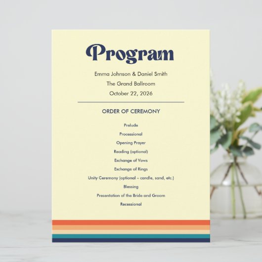 Trouwprogramma 'Vintage Vibes' Programmakaart (Staand voorkant)