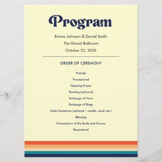Trouwprogramma 'Vintage Vibes' Programmakaart (Voorkant)