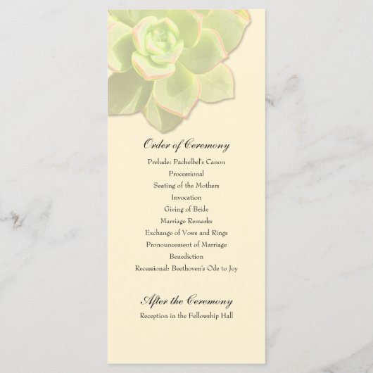 Trouwprogramma voor de bruiloftscrème met een door programmakaart (Achterkant)