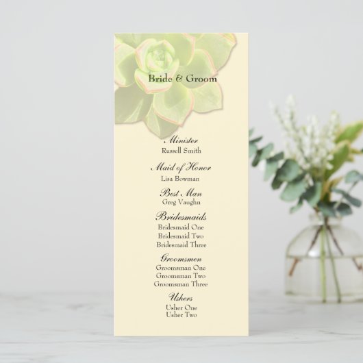 Trouwprogramma voor de bruiloftscrème met een door programmakaart (Staand voorkant)