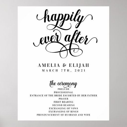 Trouwprogramma voor de Happily Ever After-ceremoni Poster (Voorkant)