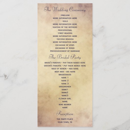 Trouwprogramma voor Elegant  Blauw Roos Programmakaart (Achterkant)