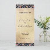 Trouwprogramma voor Elegant Blauw Roos Programmakaart (Staand voorkant)