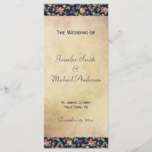 Trouwprogramma voor Elegant  Blauw Roos Programmakaart (Voorkant)