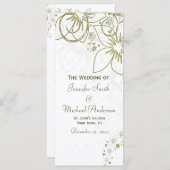 Trouwprogramma voor Green en Gold Simple Wedding Programmakaart (Voorkant / Achterkant)
