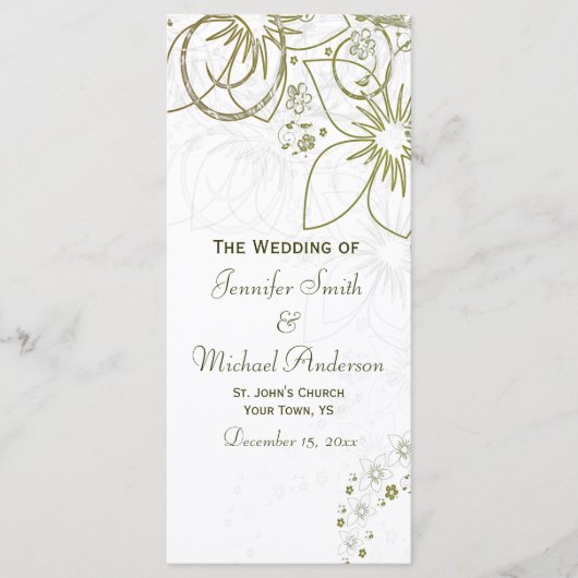 Trouwprogramma voor Green en Gold Simple Wedding Programmakaart (Voorkant)