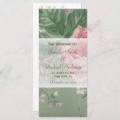Trouwprogramma voor groene en roze Rose Wedding Programmakaart (Voorkant / Achterkant)