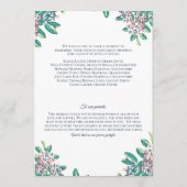 Trouwprogramma voor Julia en Andrew Programmakaart (Achterkant)