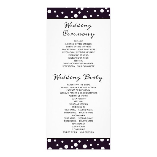 trouwprogramma voor Paarse bergen en naaldbomen Reclamekaart (Achterkant)