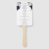 Trouwprogramma-waaier in Navy Blooms Handwaaier (Achterkant)