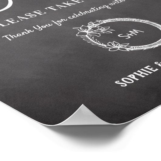 Trouwprogramma-waaierbord 'Black White' Poster (Hoek)