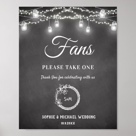 Trouwprogramma-waaierbord 'Zwart Wit' Poster (Voorkant)