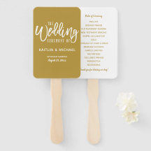 Trouwprogramma Waaiers | Brush Script (Goud)