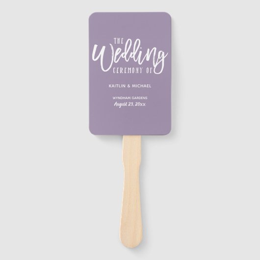 Trouwprogramma Waaiers | Brush Script (Lavendel) (Voorkant)