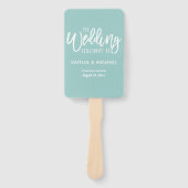 Trouwprogramma Waaiers -Brush Script-Licht Turquoi (Voorkant)