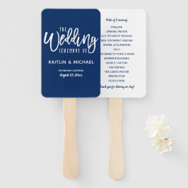 Trouwprogramma Waaiers | Brush Script (Marineblauw