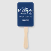 Trouwprogramma Waaiers | Brush Script (Marineblauw (Voorkant)