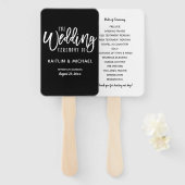 Trouwprogramma Waaiers | Brush Script (Zwart) (Voorkant en achterkant)