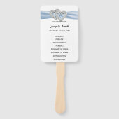 Trouwprogramma-waaiers met blauwe diamant harten handwaaier (Voorkant)