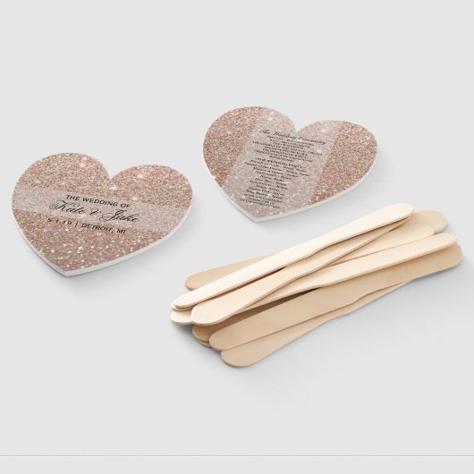 Trouwprogramma Waier - Roze Gouden Glitter Stof Handwaaier (Niet-gemonteerd)