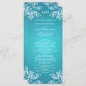 Trouwprogramma  wervelingen 2 turquoise programmakaart (Voorkant / Achterkant)