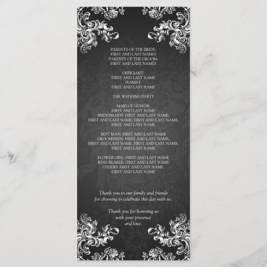 Trouwprogramma  wervelingen 2 zwart programmakaart (Achterkant)