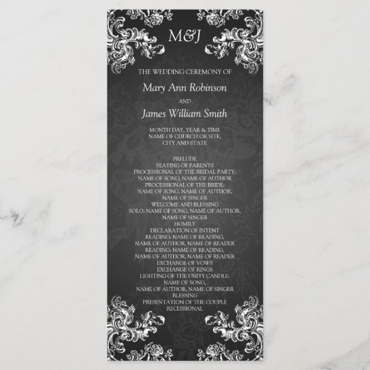 Trouwprogramma  wervelingen 2 zwart programmakaart (Voorkant)