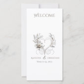 Trouwprogramma - Witte bloemen met een hart (Voorkant)