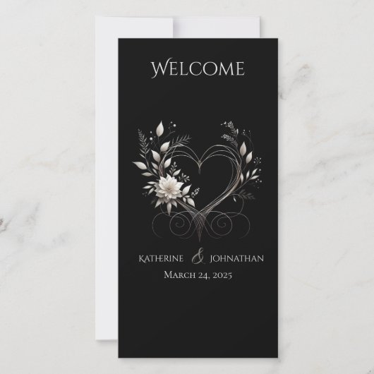 Trouwprogramma - Witte Bloemen met een Hart (Voorkant)