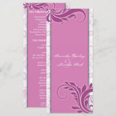 Trouwprogramma Witte Roze Roze Elegante Bloemen Programmakaart (Voorkant / Achterkant)