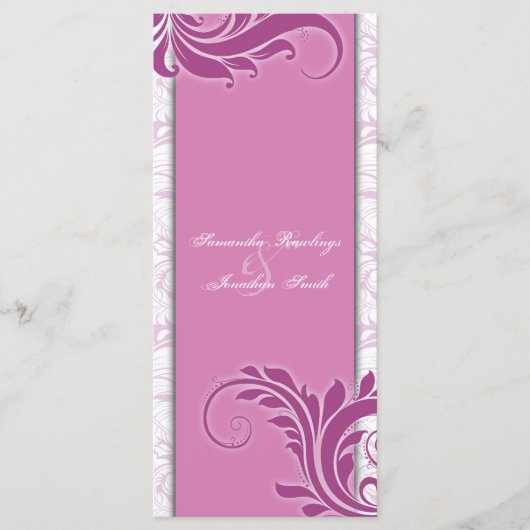 Trouwprogramma Witte Roze Roze Elegante Bloemen Programmakaart (Voorkant)