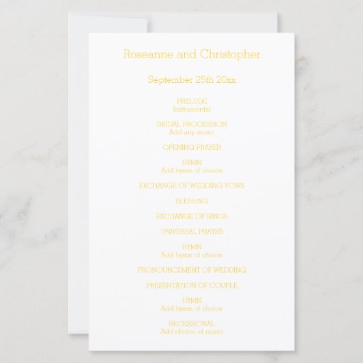 Trouwprogramma Yellow Butterfly (Achterkant)