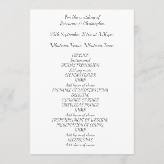 Trouwprogramma Zilveren Dragonflies Hart Programmakaart (Achterkant)