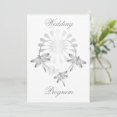 Trouwprogramma Zilveren Dragonflies Hart Programmakaart (Staand voorkant)