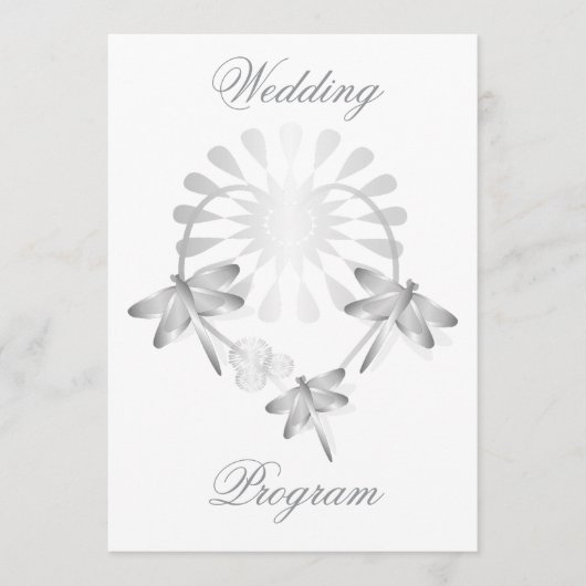 Trouwprogramma Zilveren Dragonflies Hart Programmakaart (Voorkant)