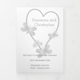 Trouwprogramma Zilveren Hart Vlinders Drieluik Programma